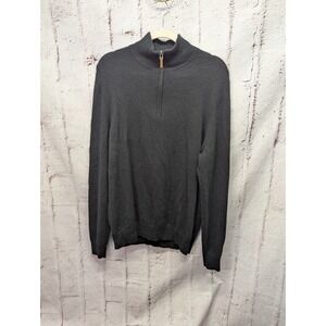 Nordstrom Sweater Mens XL Black‎ Cashmere Half Zip Pullover Soft Knit